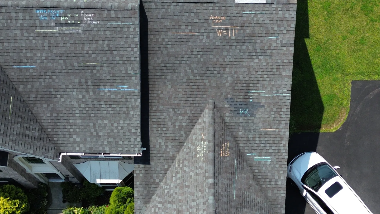 Aerial view of a residential shingle roof