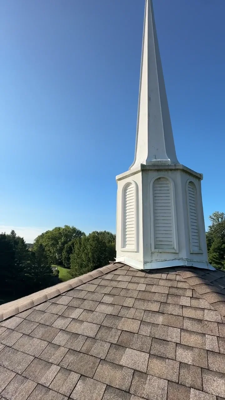 Church roof replacement in progress